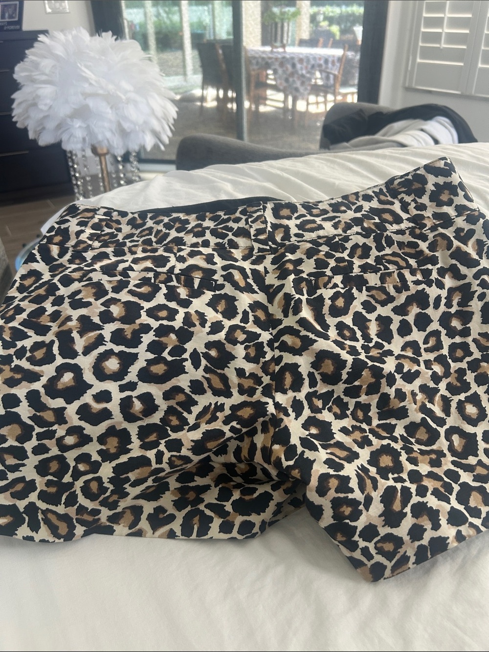 White House Black Market Leopard Print Shorts in Black, Tan, Cream